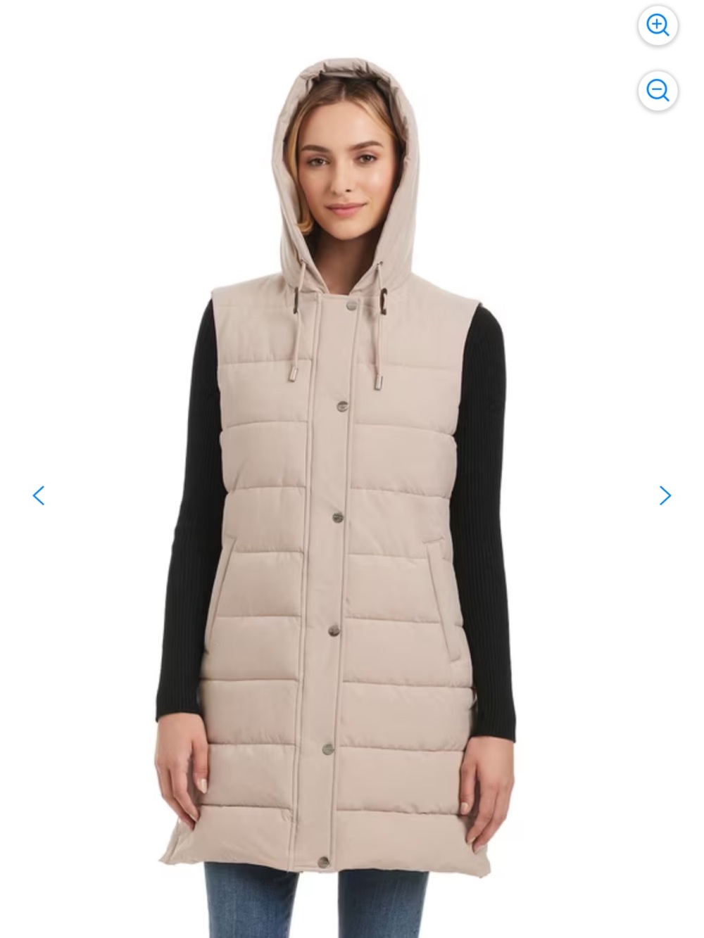 Sancruary Hooded Long Puffer Vest - Beige
